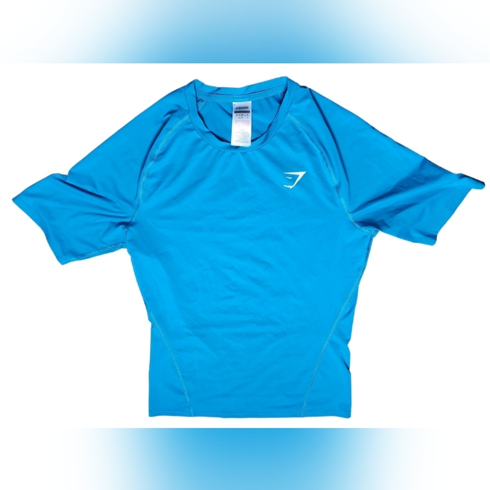 Gymshark Blue Workout Shirt, More Fitted, Large Vital Seamless